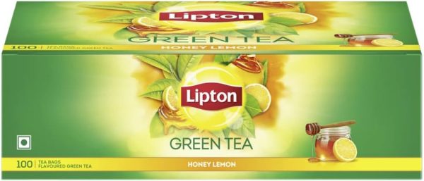 Lipton Honey Lemon Green Tea Bags 100 pcs|| All Natural Flavour|| Zero Calories - Improves Metabolism & Reduces Waist