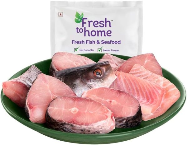 FreshToHome Rohu/Rui | Bengali Cut (with head) | 480g to 500g Pack | fish size: 1kg to 1.5kg | Fresh | Never Frozen