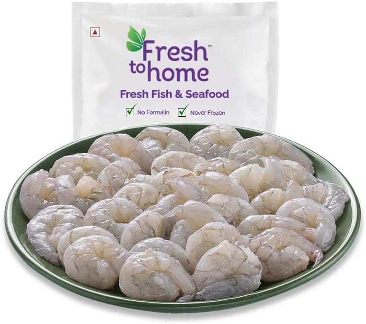 51M-zNh7IgL FreshToHome Prawns/Vennamei/Jinga/Chemmin (70+ count/kg) | Peeled & Deveined | 240g to 250g Pack | Fresh | Never Frozen - Image 1