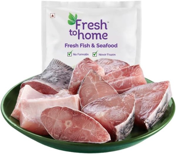 FreshToHome Catla | fish size: 1kg to 2Kg | Bengali Cut Headless | 480g to 500g Pack | Fresh | Never Frozen