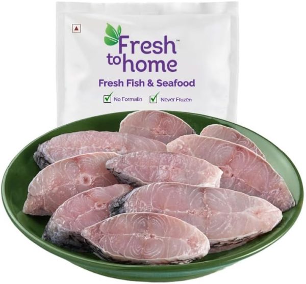 FreshToHome Bhetki/Barramundi/Asian Seabass/Kalanji | Steak Cut | 280g to 300g Pack | Fresh | Never Frozen