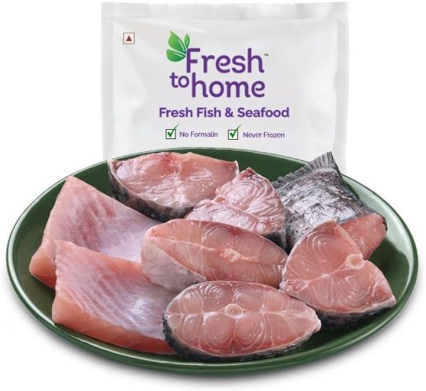 FreshToHome Rohu/Rui | Fish Bengali Cut Headless | 480g to 500g Pack | fish size: 1kg to 1.5kg Size | Fresh | Never Frozen