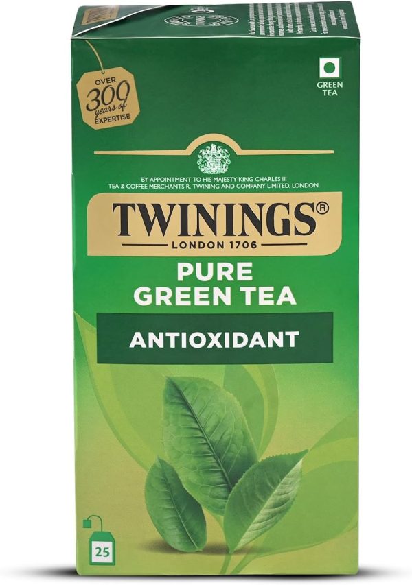 Twinings Pure Green Tea, 25 Tea Bags| Pack of 1| Perfectly Balanced & Refreshing Taste| Handpicked Green Tea Leaves| Enjoy a Hot Cup of Tea