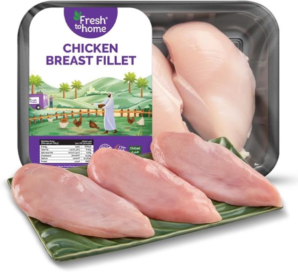 FreshToHome Premium Chicken Breast Fillet | 480g to 500g Pack| Boneless | Skinless | Antibiotic-Residue-Free | Fresh | Never Frozen