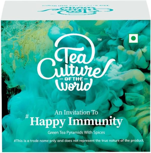 Tea Culture of The World Happy Immunity Green Tea | Ayurvedic Herbal Tea, Liquorice, Turmeric, Star anise, Ginger, Thyme, Lemon balm | Immunity Booster, 16 Count