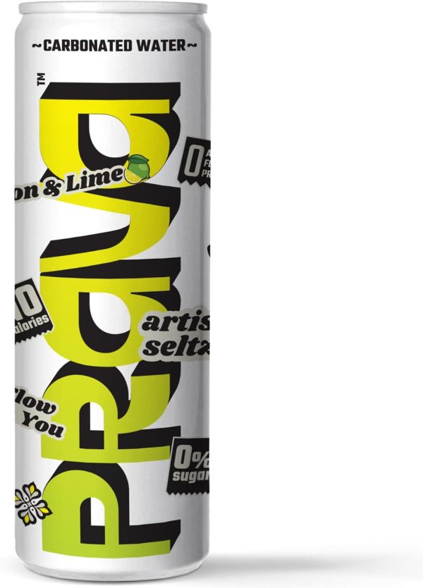 Prava Sparkling Water - Lemon & Lime Flavour, Pack of 6 x 250ml