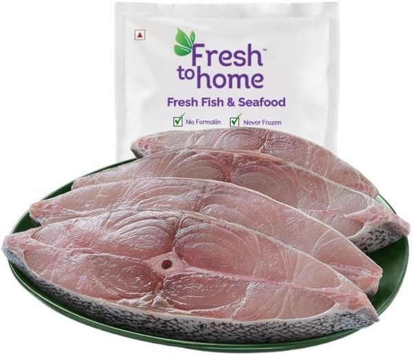 FreshToHome Black Pomfret/Halwa Fish/Karutha Avoli | Steaks | 250g Pack | Whole fish size: 300g to 700g | Fresh | Never Frozen