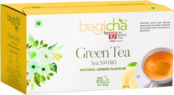 Bagicha by Jay Shree Tea Lemon Green Tea | Smooth Flavor - 25 Tea Bags, 50g
