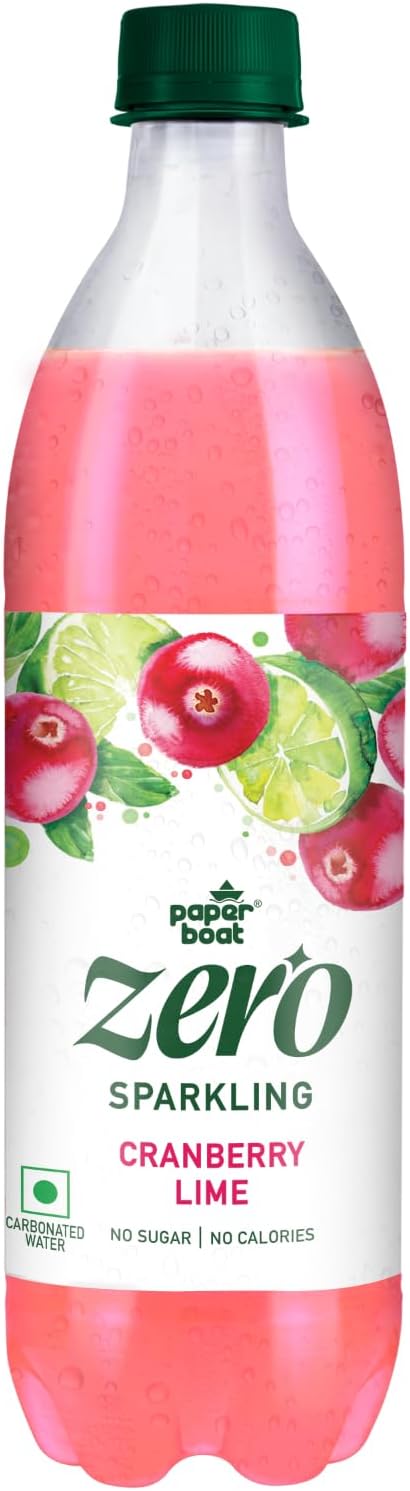 61knnjivhJL Paper Boat Zero Cranberry Lime Sparkling Water, 600 ml | Zero Sugar, Zero Calories | Sugar Free| Flavoured Carbonated Water | No Aspartame - Image 1