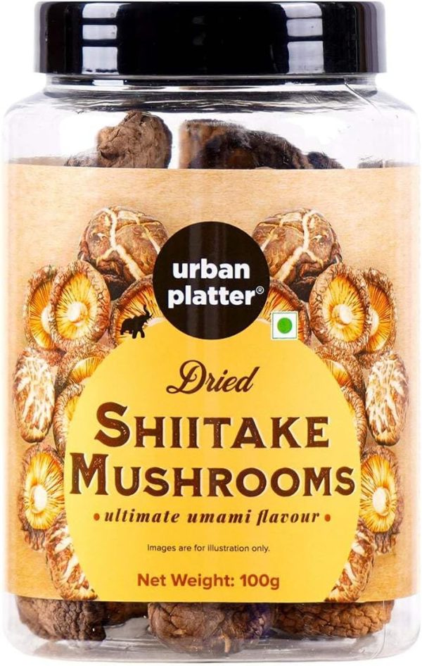 Urban Platter Dried Shiitake Mushrooms, 100g (Umami-Rich | Perfect for Asian Soups, Stir-Fries & Sushi | Rehydrates Quickly)