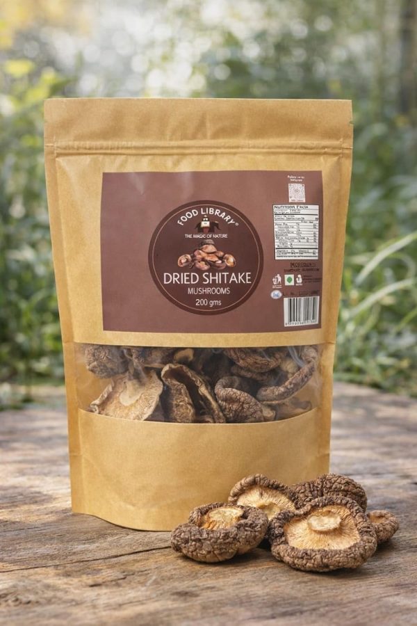 Food Library The Magic Of Nature Dried Shiitake Mushrooms, 200g | Premium Asian Mushrooms for Soups, Stir-Fries, Stocks, Dumplings & Risottos | Easy to Rehydrate
