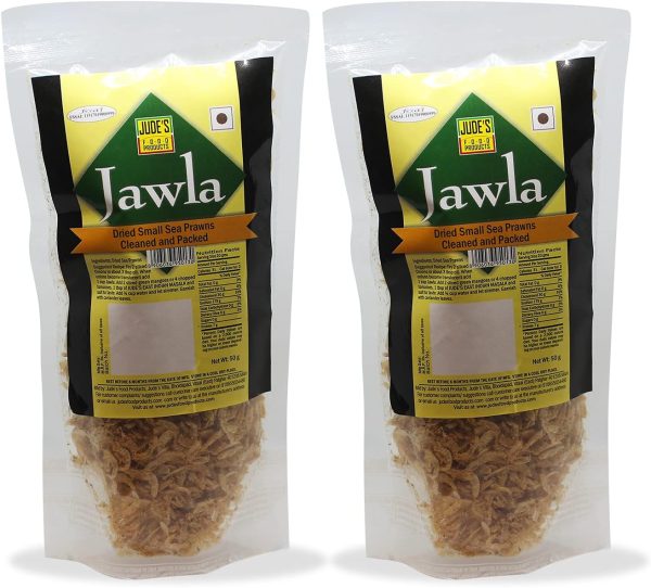Jude's Food Products - Jawla | Dried Small Sea Prawns, Seafood | Cleaned and Packed | Ready to Use | Perfect for Cooking | Pack of 2 x 50 gms